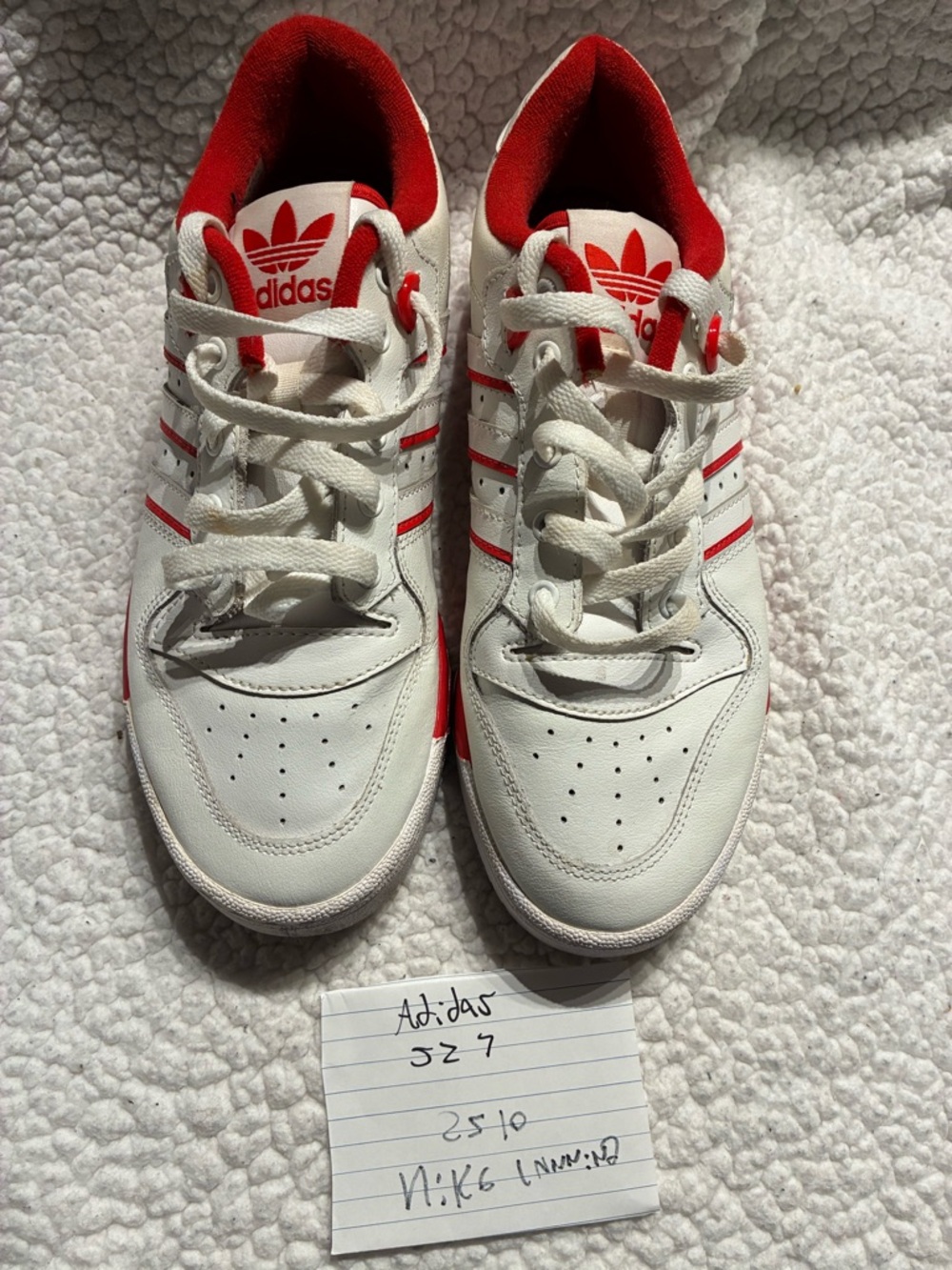 adidas White & Red Classic Low-Top Sneakers